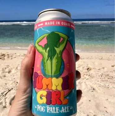 A can of Summer Girl POG pale ale on the beach (Instagram, opens in a new tab)